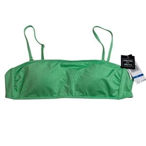 California Waves Metallic Shine Bandeau Bikini Top Mint Green Size XL New